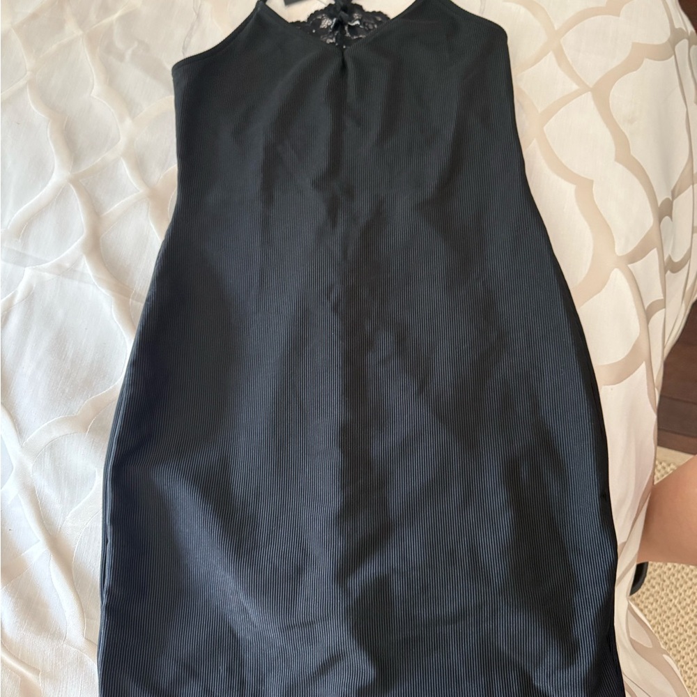 Fashion Nova Black Sleeveless Lace-Back Bodycon Mini Dress